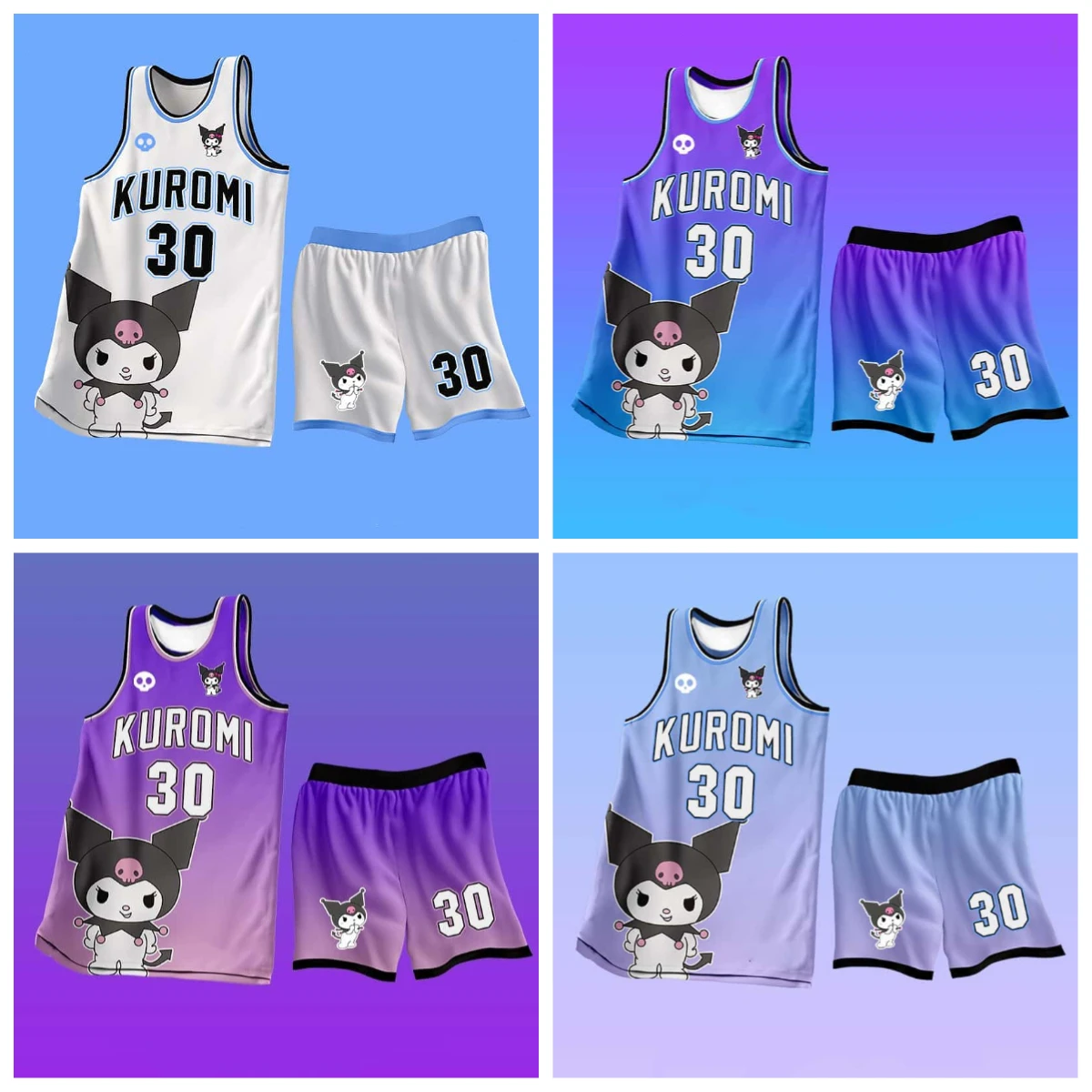 

Say Goodbye To The Dull Sports Style! Kuromi Children's Adult Vest and Shorts Set, Suitable for Training, Class, and Daily Wear