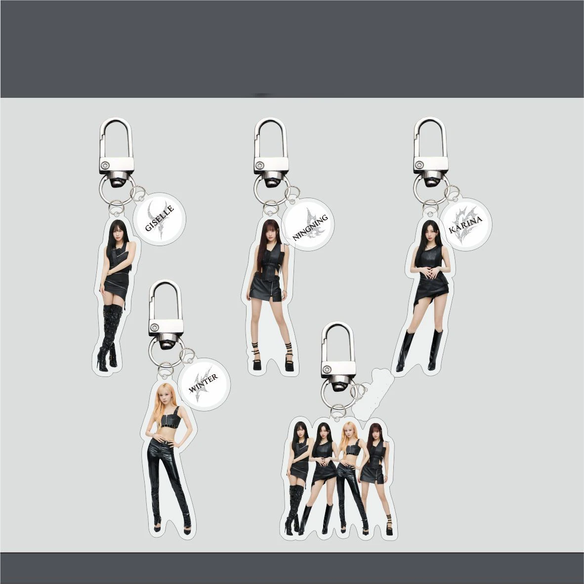 Kpop Idols Winter NingNing Keychain 6CM Character Printing Acrylic Pendant Backpack Accessories Keyring Giselle Karina Fans Gift