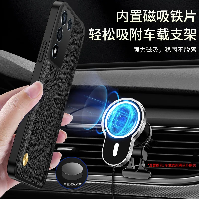 Case For VIVO V40 SE V30 Lite Cross Pattern Leather Magnetic Lens Protection Cover For VIVO V40SE V30 Lite