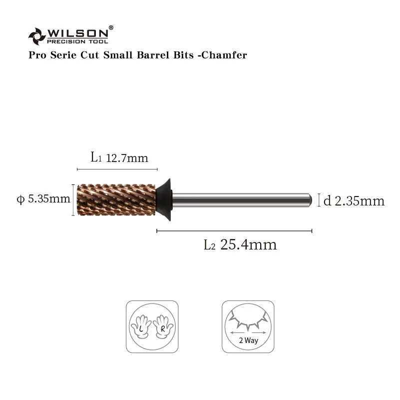 WILSON 5,35 mm Pro Series Cut Small Barrel Bits – Fase – Nagelbohrer, Gel entfernen, Maniküre-Werkzeug, Nagelzubehör, heißer Verkauf
