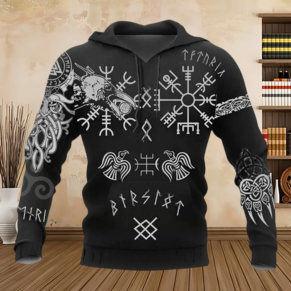 

Vintage Sweatshirts Men Spring and Autumn 3D Print Street Harajuku Pullover Hooded Long Sleeve Oversized Hip Hop Men's Clothing