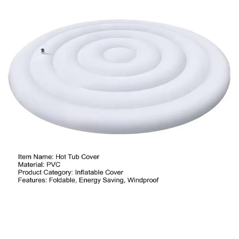 Round Thermal Spa Tub Cover 145cm Diameter Windproof Rainproof Heat Retain Energy Saving Pool Lid Protector