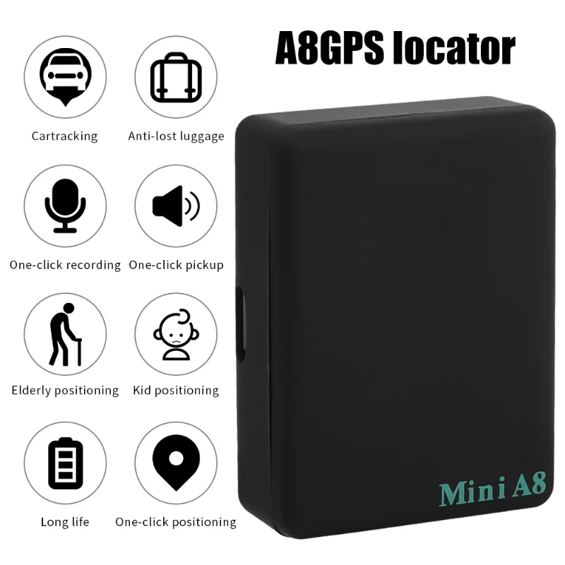 Mini A8 GPS Real Time Global Locator Position Monitor for Car Kid Pet GSM/GPRS/LBS Tracking Device with USB Cable Accessories