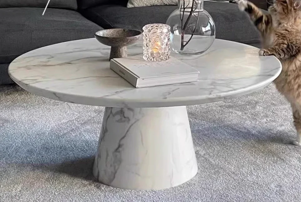 

Natural marble round coffee table Modern minimalist, marble, living room round coffee table CQY