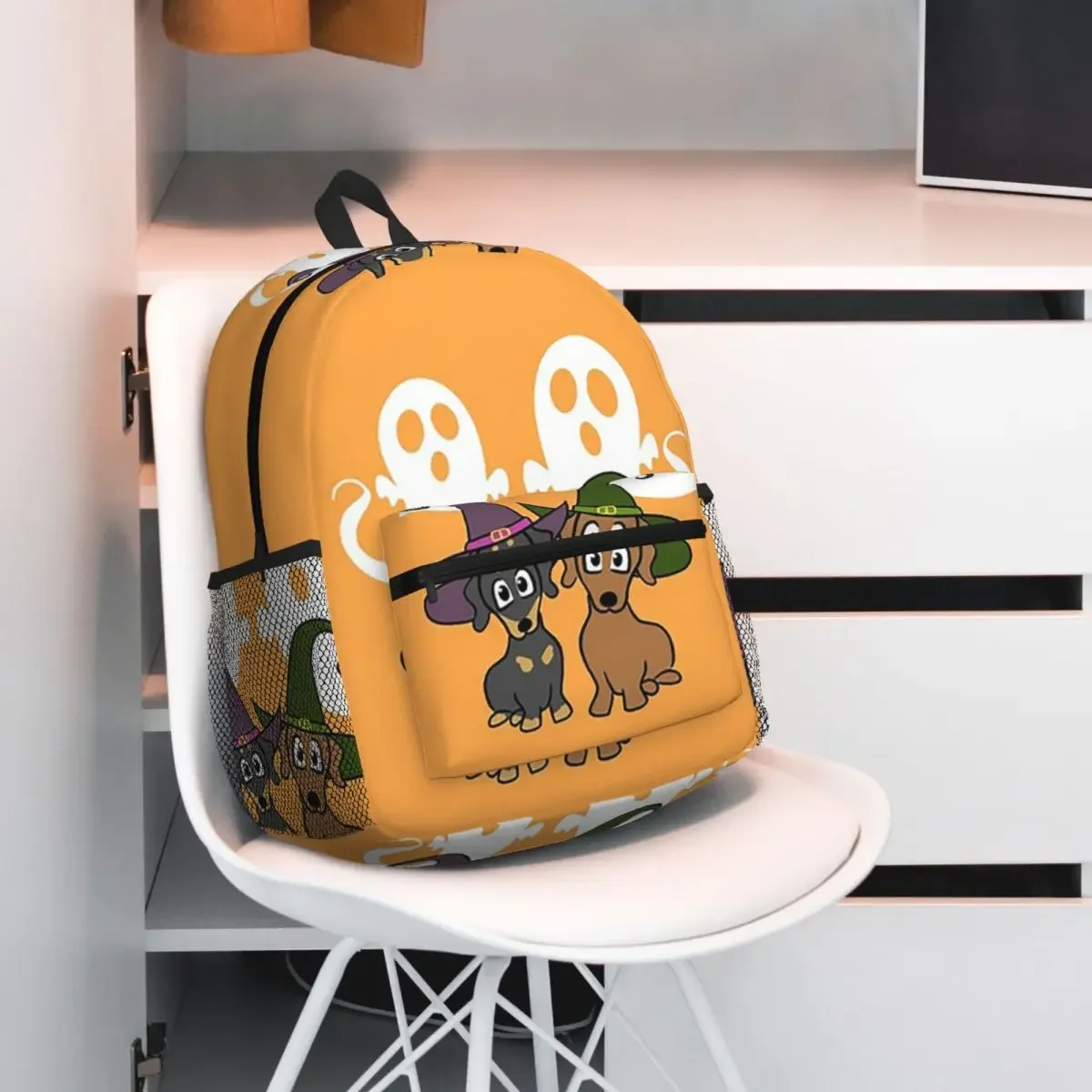حقيبة ظهر مخيفة ولطيفة من Dachshund Witches حقيبة ظهر ذات سعة كبيرة للأولاد والبنات حقيبة كتب مدرسية حقائب كتف للرجال والنساء