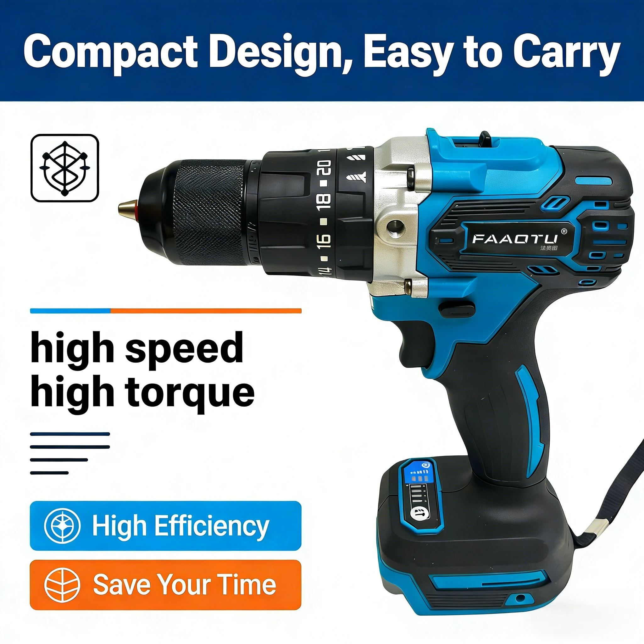 

Аккумуляторная электрическая дрель FAAOTU 487 13 мм 18 В, совместимая с аккумуляторами MT, без зарядного устройства и аккумулятора (без аккумулятора)