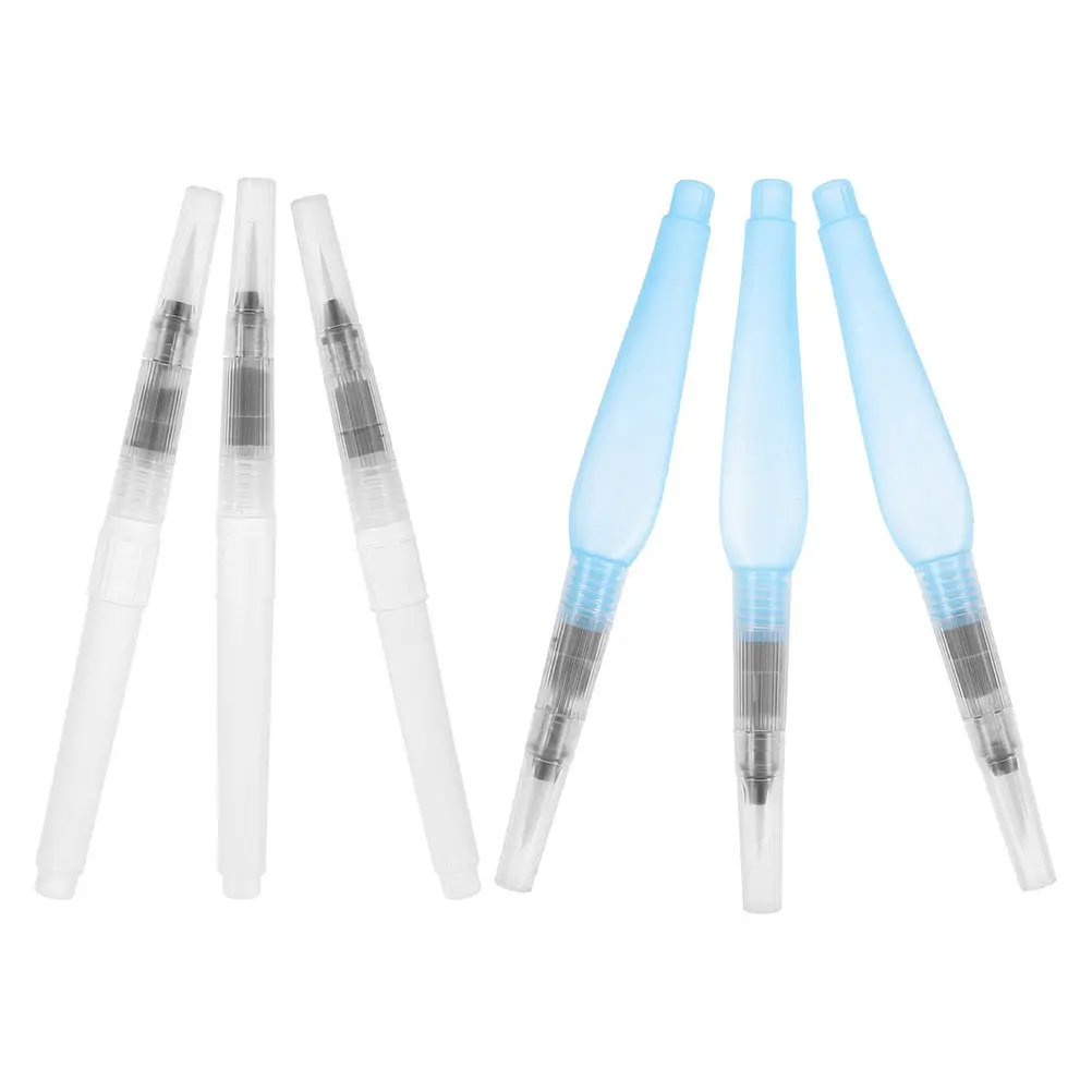 6Pcs Empty Refillable Watercolor Pen Transparent Design for Level Monitoring Watercolor Brush Pen for Drawing