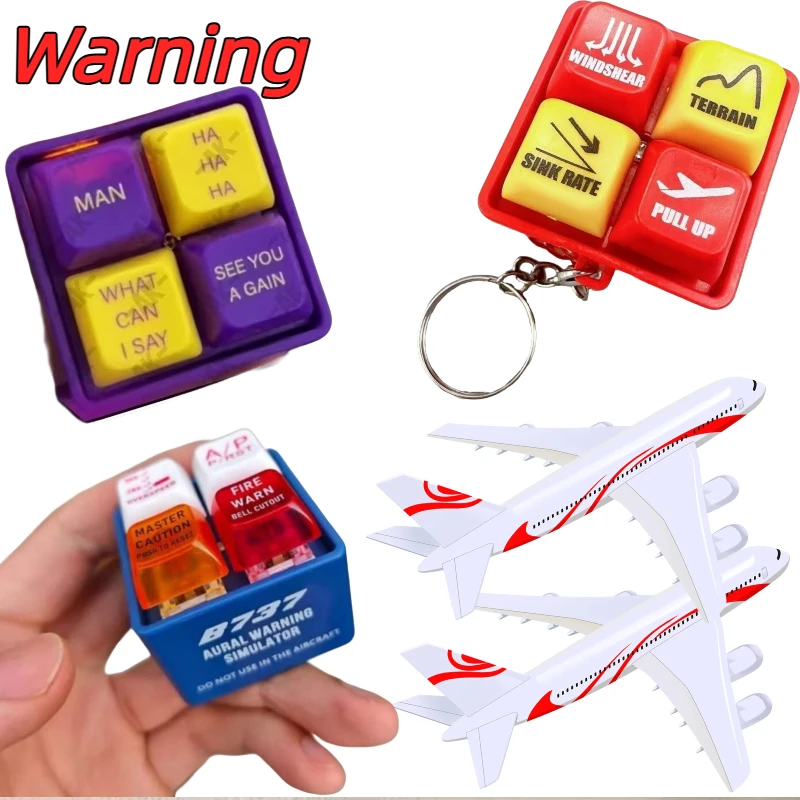 Airplane Emergency Alert Keychains EGPWS Boeing 737 Warning Sound Simulator Aviation Flight Route Crew Alert Booster Keychain
