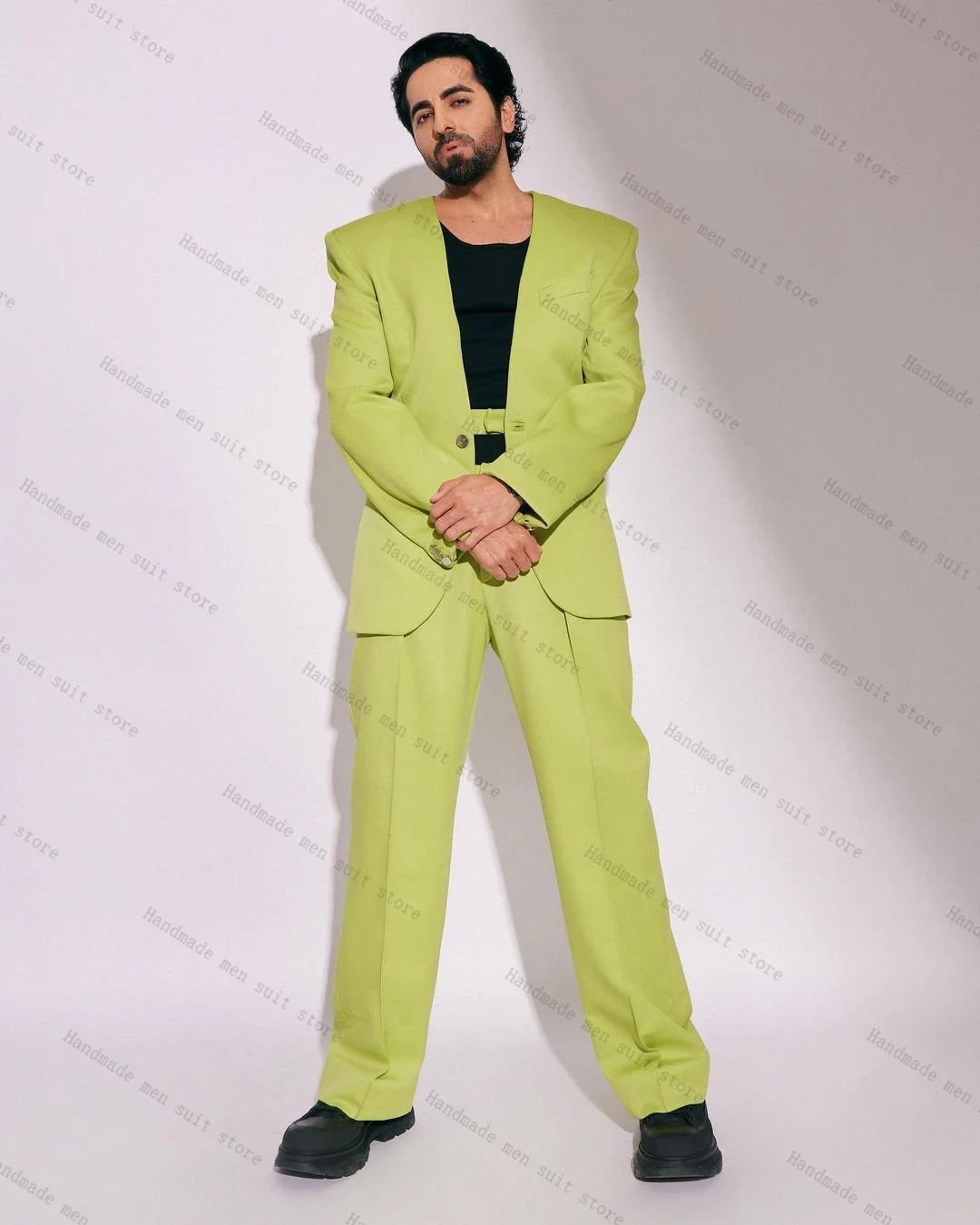 Completo da uomo verde moda Set giacca da 2 pezzi + pantaloni da cintura Smoking da sposa Cappotto da ospite Giacca da lavoro formale da ufficio personalizzata in cotone