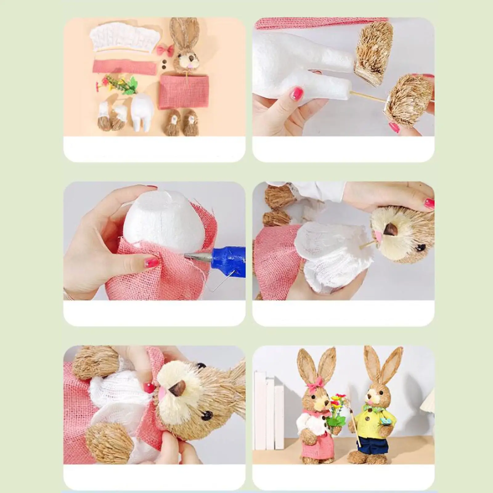 Straw Rabbit Figure DIY Material Package Rabbit Statue Cute Creative Activities