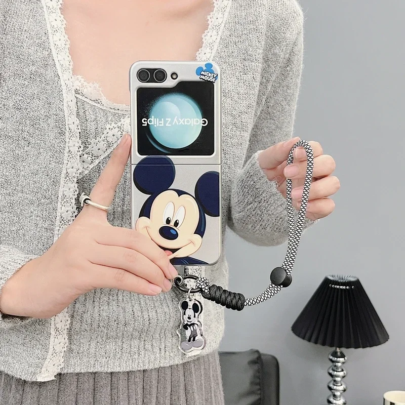 Simpatico cartone animato Disney Mickey Mouse placcatura custodia per telefono per Samsung Galaxy Z Flip 5 custodia trasparente morbida TPU Cover