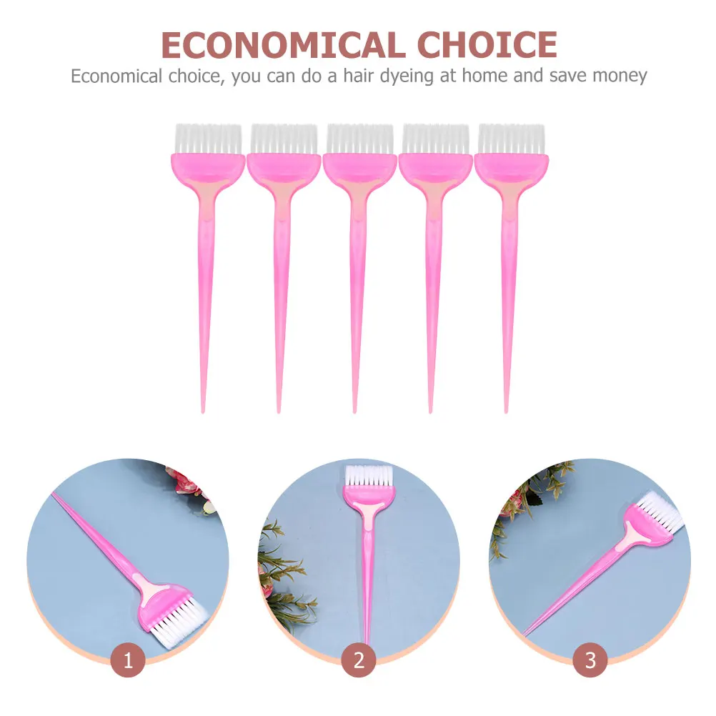 

5pcs Coloring Brush Dye Applicator Reusable Washable Salon Home Use Hair Dye Comb Barber Tools Tint Brush For Diy Hair Color
