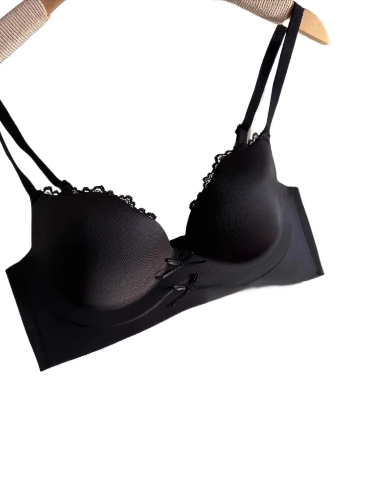 

Бесшовный бюстгальтер-бралет с цветными блоками и бантом, беспроводной, пуш-ап, с боковой поддержкой, предотвращающий провисание, для небольшой груди, комфортный, на каждый день