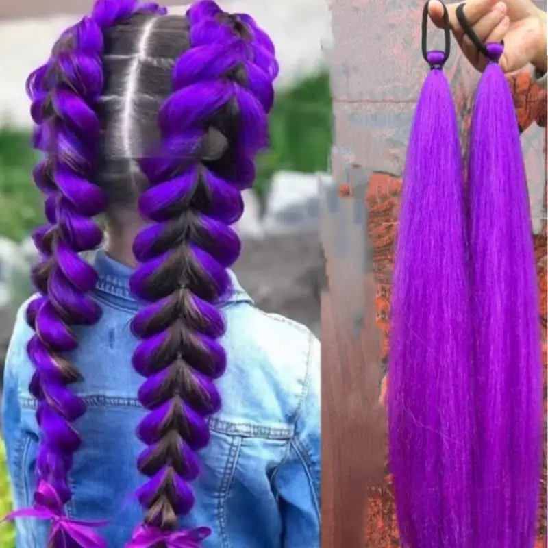 

Новый 26-дюймовый парик для косплея KPOP Rumi, длинный фиолетовый плетеный парик с хвостом, термостойкий синтетический парик для образов, 1 шт.