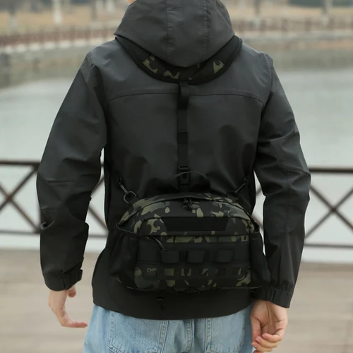 Imagen 2 del producto Chaleco de senderismo para hombre, mochila, bolsa de pecho táctica de pesca, bolsas de cintura Molle deportivas de utilidad, riñonera grande para caza al aire libre, Camping