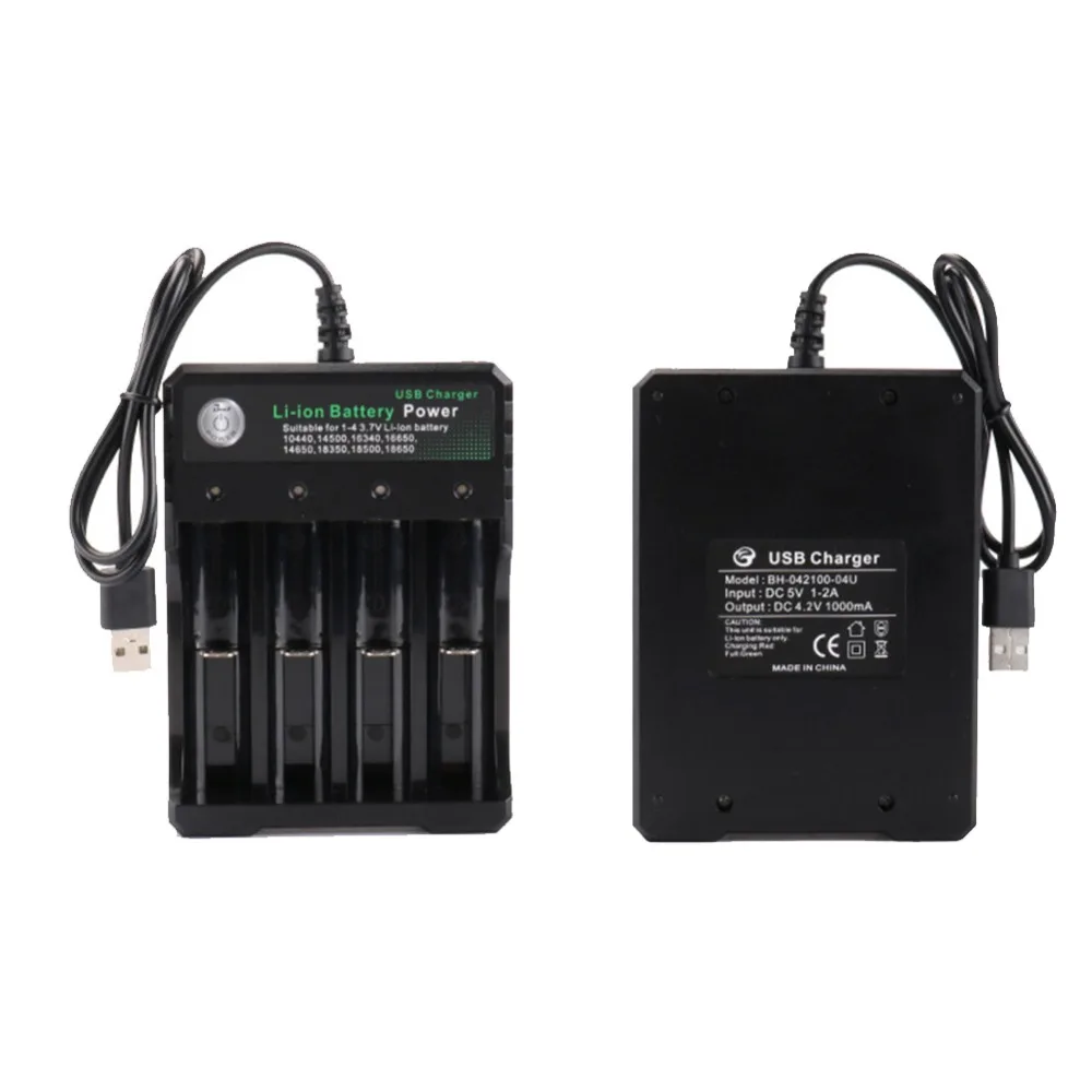 USB 18650 Battery Charger Black 2 3 4 Slots AC 110V 220V Dual For 18650 Charging 3.7V Rechargeable Lithium Battery Charger