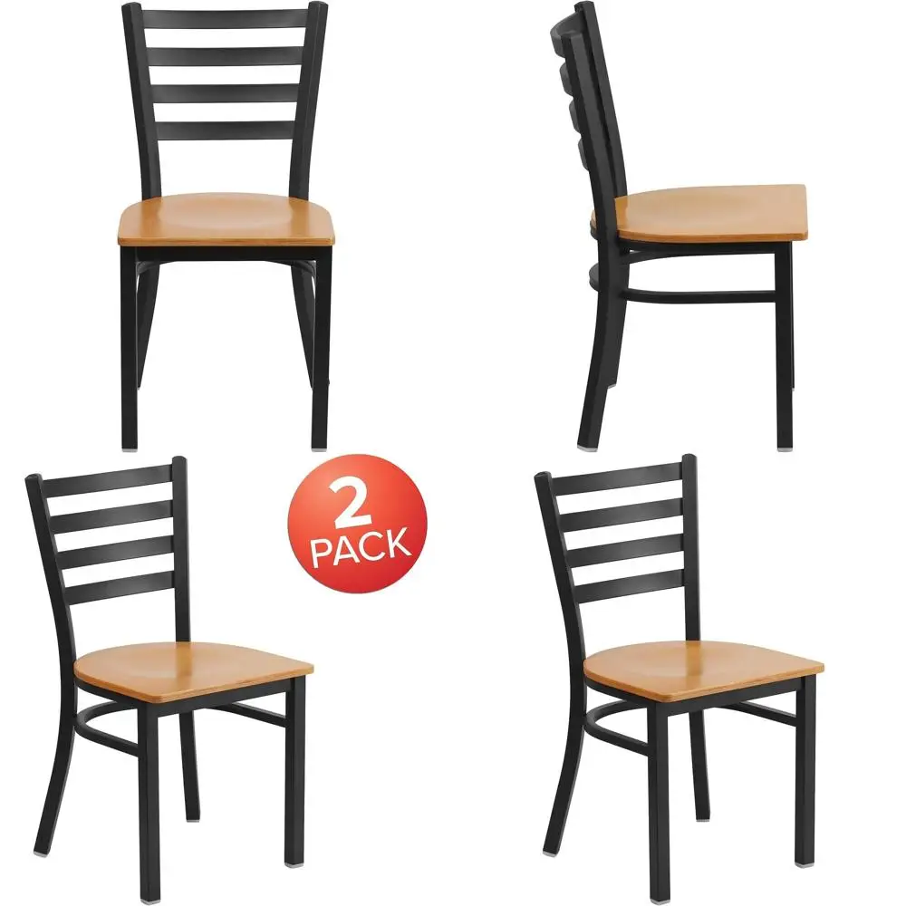 

Черные металлические стулья для ресторана с деревянными сиденьями (комплект из 2 штук)