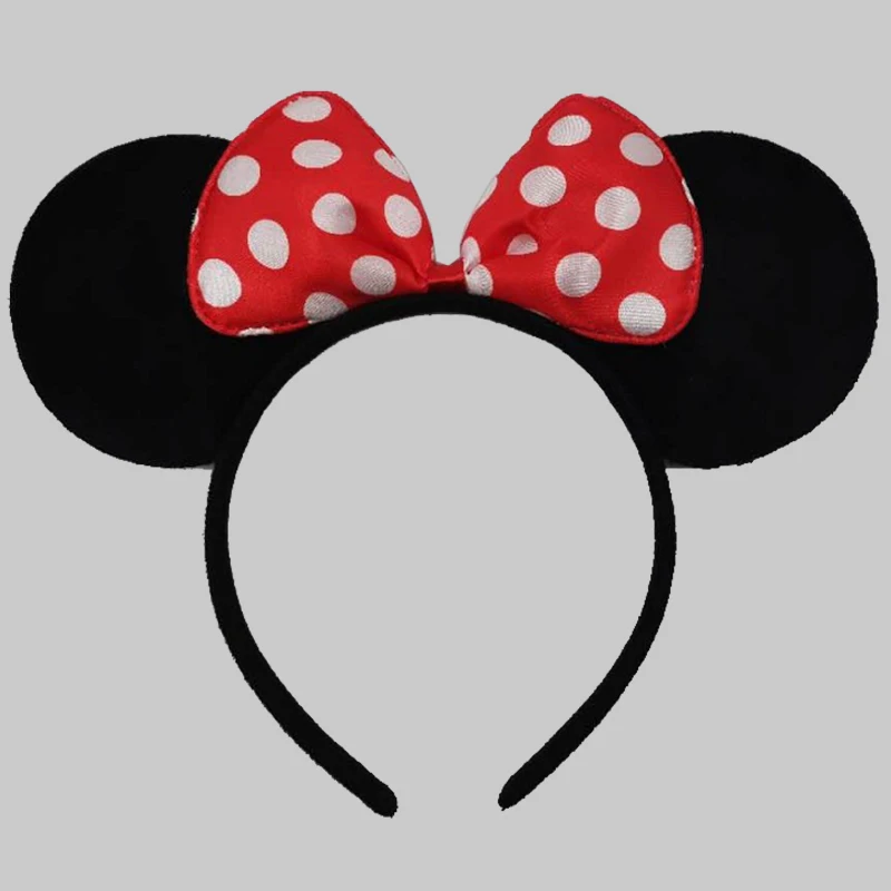 Disney Ears Mickey Mouse Headband For Women Cute Simple Minnie Mouse Hairbands Girl Black Bow Headwear Kids Christmas Party Gift