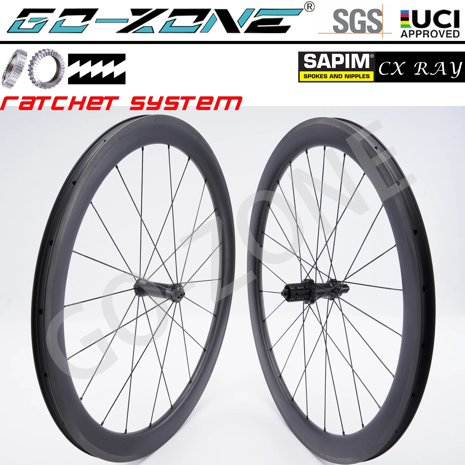 Rim Brake 700c Carbon Wheels Sapim CX Ray Ratchet Gozone R275 Straight Pull Normal / Ceramic Bearings UCI Approved Bike Wheelset