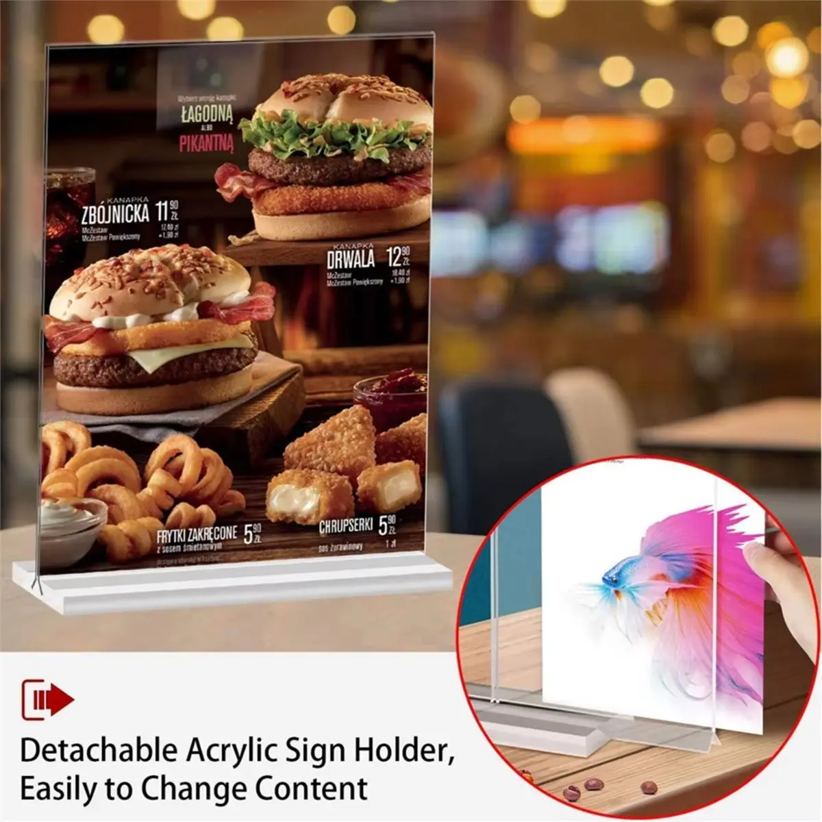 

COFA 10pcs A5 148x210mm Clear Table Acrylic Sign Holder Stand Picture Paper Card Flyer Holder Restaurant Menu Holder Stand