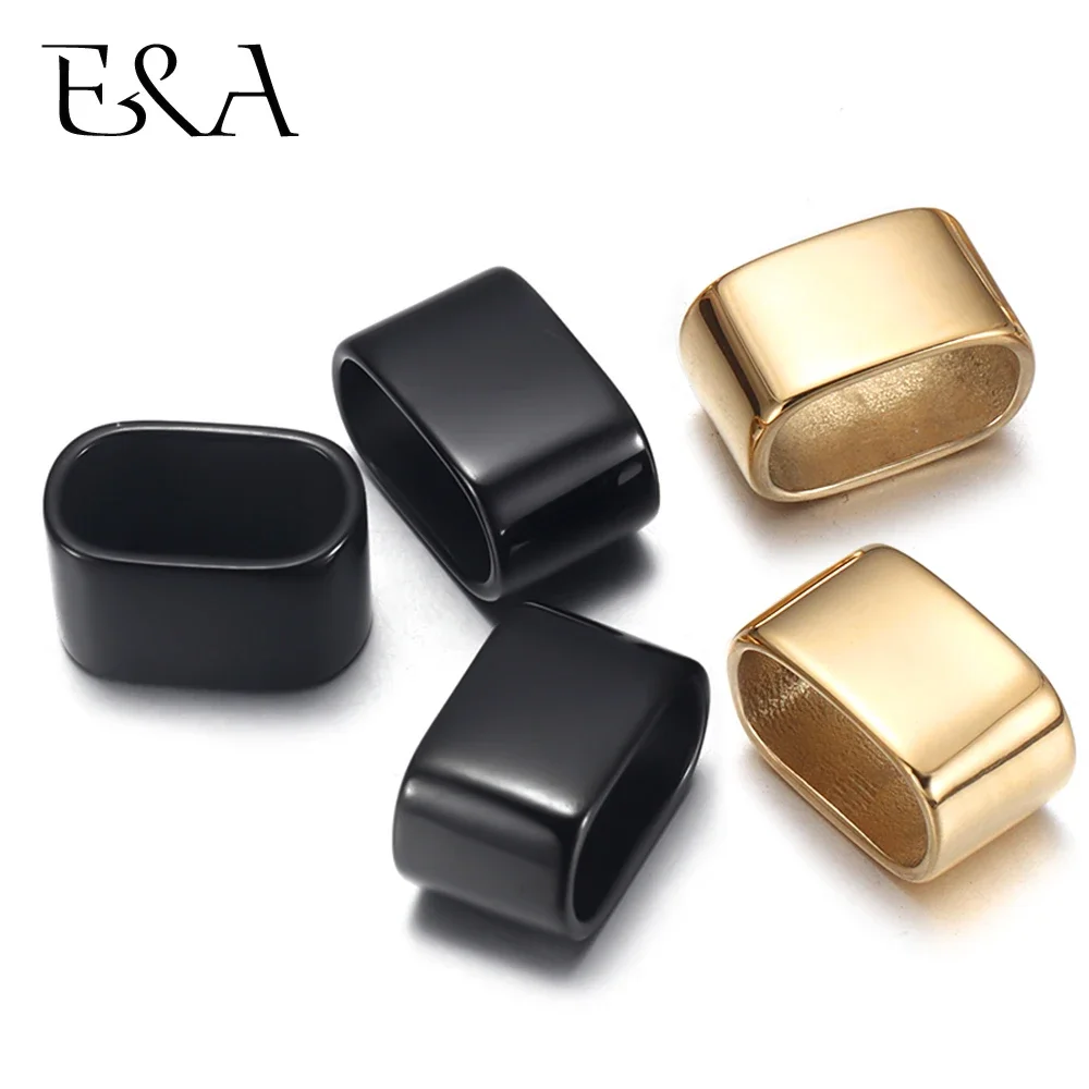 5pcs Black Plating Spacer Beads Mirror Polish Stainless Steel Large Hole Bead Slider for Bracelet DIY Jewelry Making Accessories