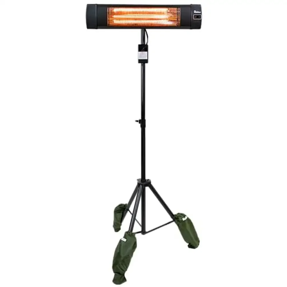 Carbon Infrared Patio Heater Freestanding Tripod Mount 900W 1200W 1500W Radiant Heat Remote Control IP55 Safety Black Tower