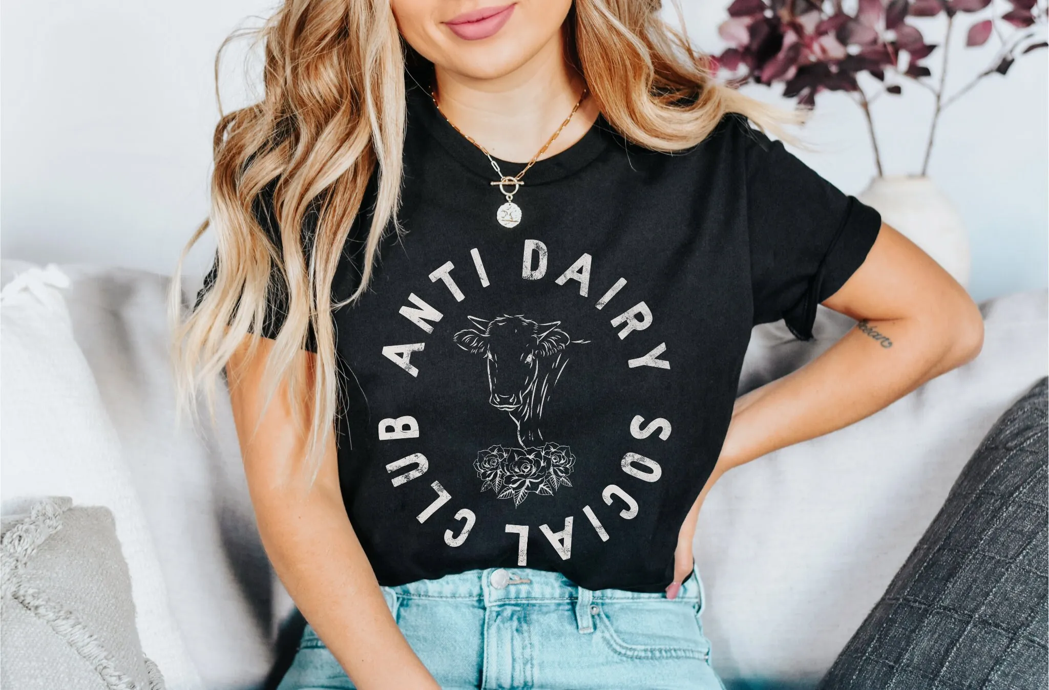 Anti Dairy Social Club Vegan T Shirt AF Clothes For the Animals Plant Based Herbivore Activism