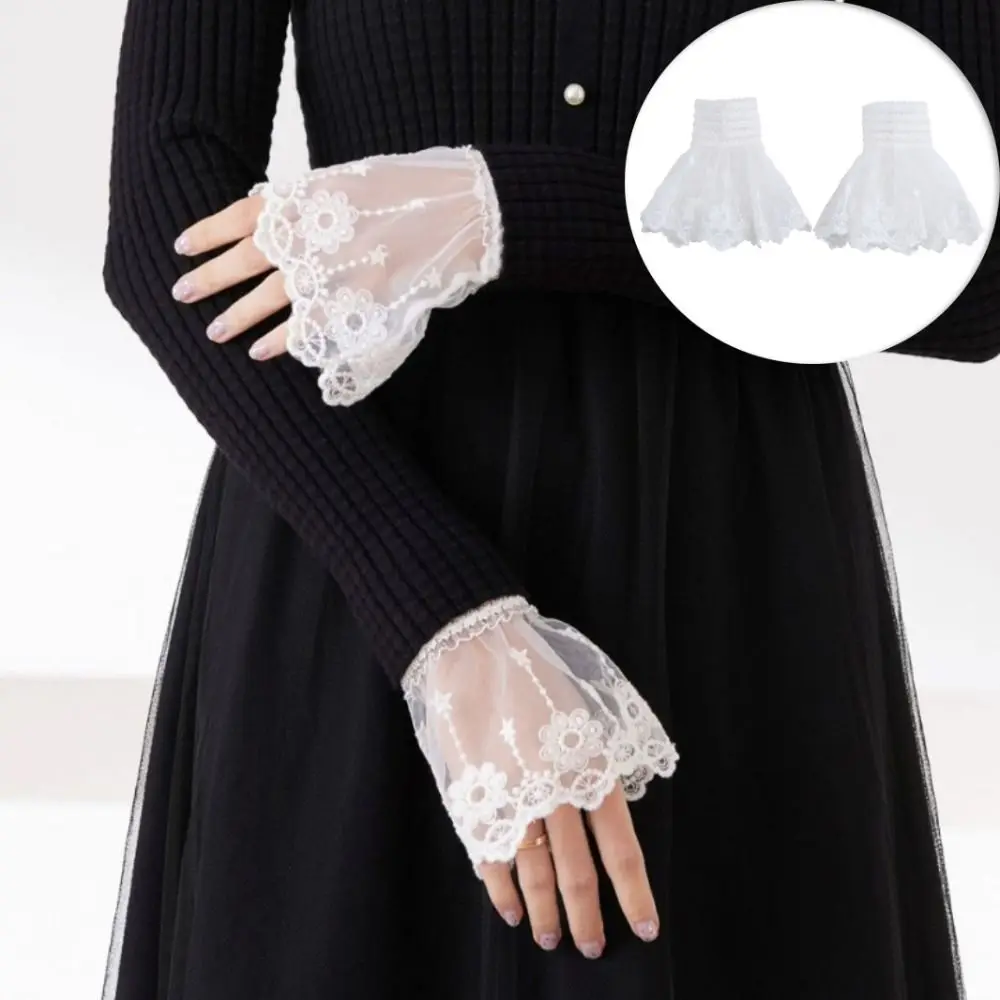 

Fashion Lace Fake Sleeve Detachable Floral Sleeve Cuffs Sweet Elegant Sweater Decoration Autumn Winter