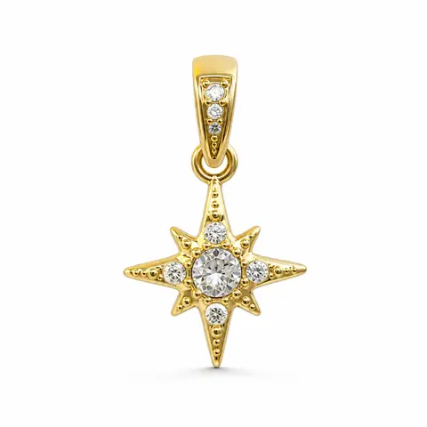 Luxury Stainless Steel 18 Gold Plated North Star Charm Pendant Sparkle Crystal CZ Bail Findings DIY Necklace Making Wholesale