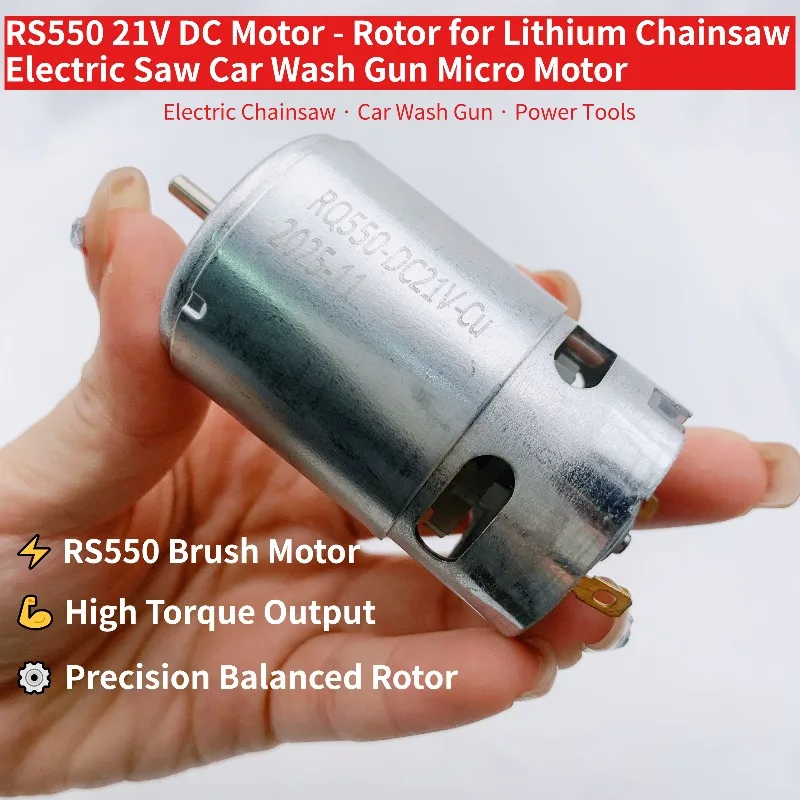 

RS550 Motor 21V for Lithium Chainsaw - Electric Saw Rotor Micro Motor for Car Wash Gun Power Tool