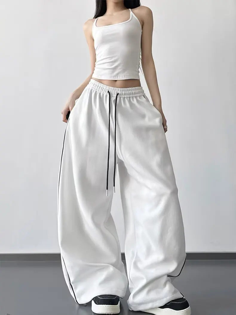 Damen Weite Hosen Frühling/Herbst Neuer Stil Locker Sitzende Slim-Fit Kordelzug Sporthosen Fließende Lässige Lange Hosen – Detail 11