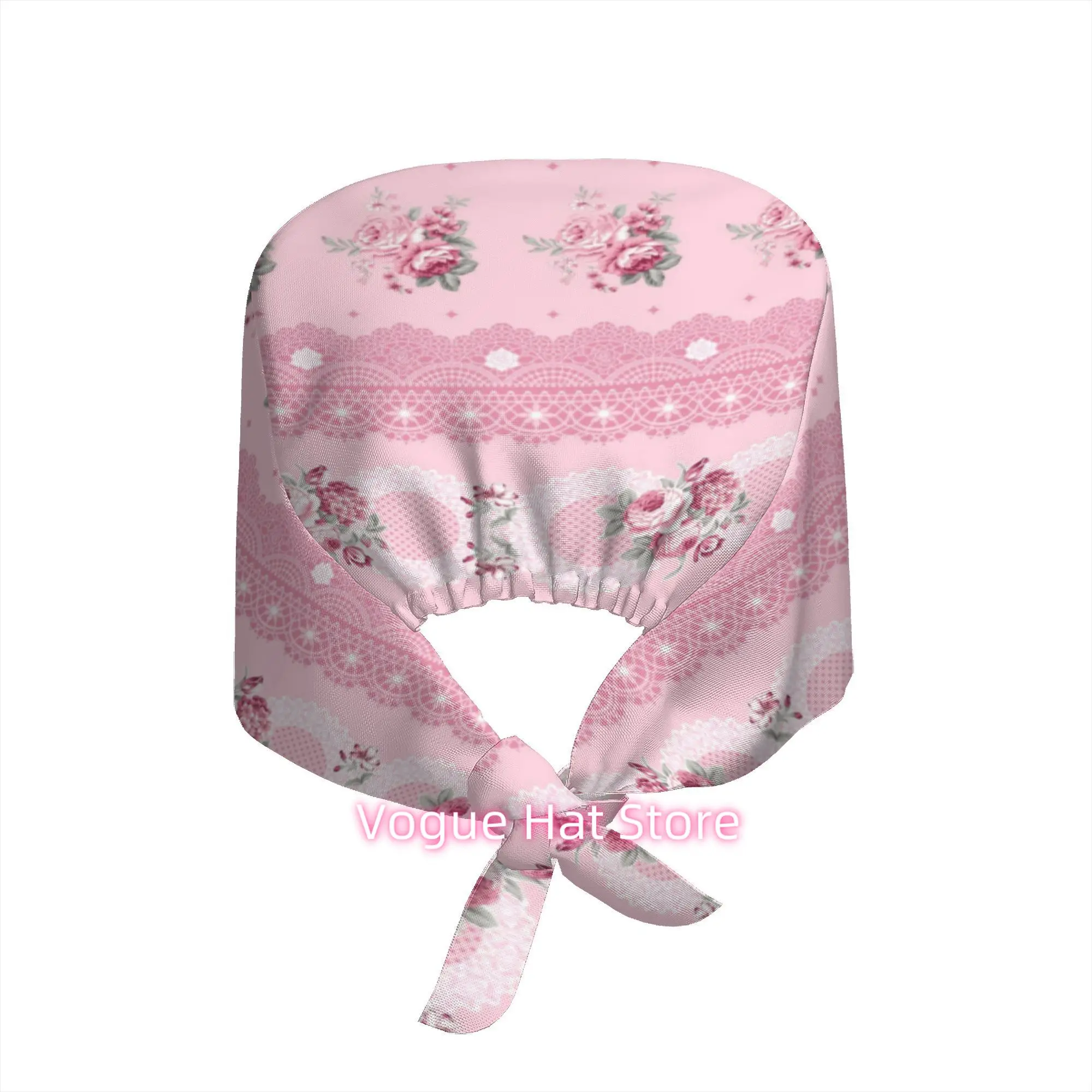 1pc Adjustable Work Cap Pink Floral Vintage Pattern Cap Romantic Lace Style for Garden Parties Spring Outings Charming Gift Unis