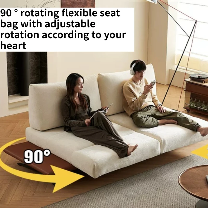 Mid‑Century Sofa Seating Rotate 90 Degrees Italian Sectional Fabric Straight Couch Comfortable Living Room Apartment Furniture
