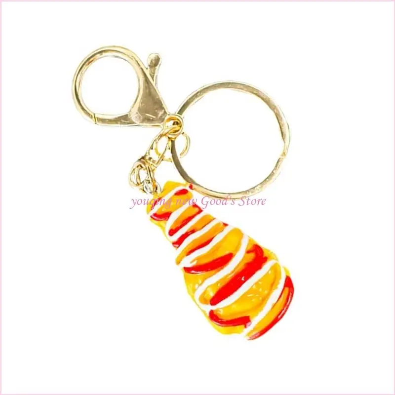 57QA Miniature Fried Chicken Keychain Detailed Resin Decoration For Keys Phone Cases Enthusiasts