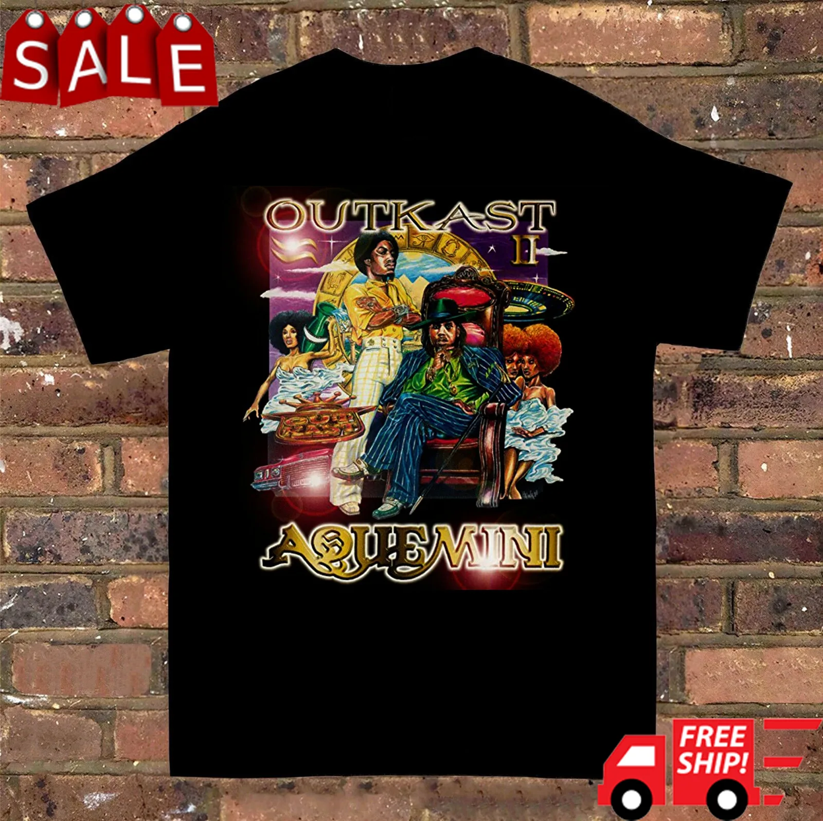 

Новая редкая футболка Outkast Aquemini, хлопковая черная Мужская футболка от S до 234XL, подарок фанату TN275