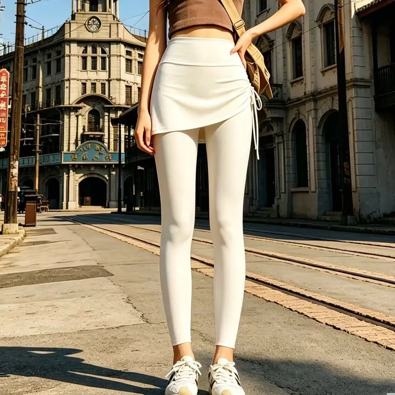 High Quality Fake Two-Piece Skort With Pockets Ladies High Waist Slim Fit Hip Cover Sport Yoga Pants