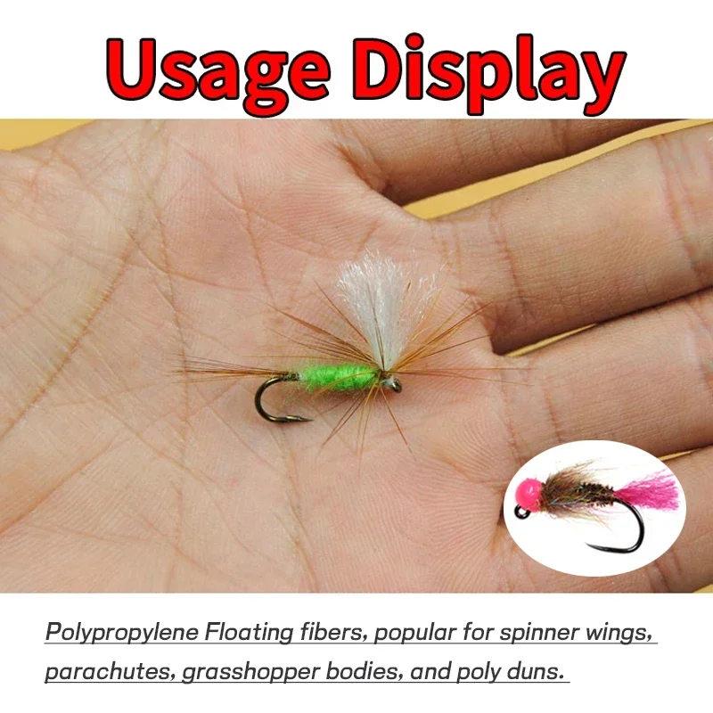 ICERIO 2m/card Fly Tying Parachute Fly Wing Synthetic PP Fiber Tail Wings Materials Floating Yarn Medium Fishing Bait