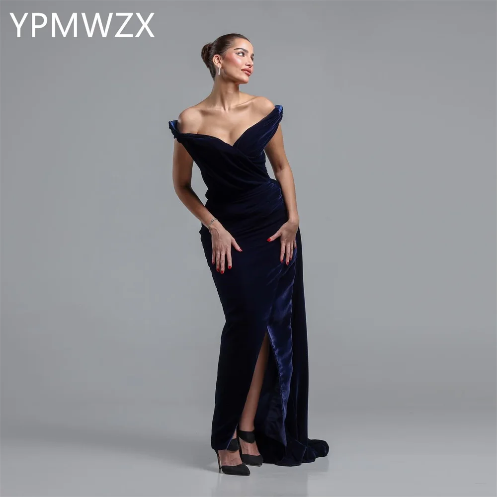 

Customized Prom Gown Formal Evening Dress Women YPMWZX Off-the-shoulder Column Floor Length Skirts Vertically Bespoke Occasion D