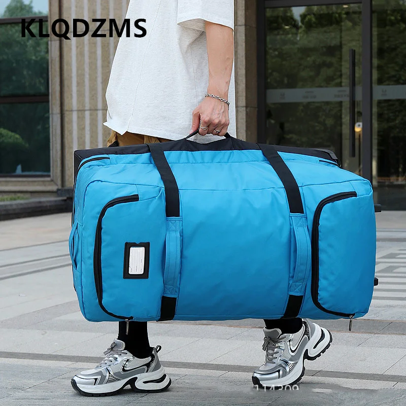KLQDZMS حقيبة سفر أكسفورد القماش سعة كبيرة حقيبة العربة ملابس قابلة للطي الكتفين على ظهره المرأة المتداول الأمتعة #5