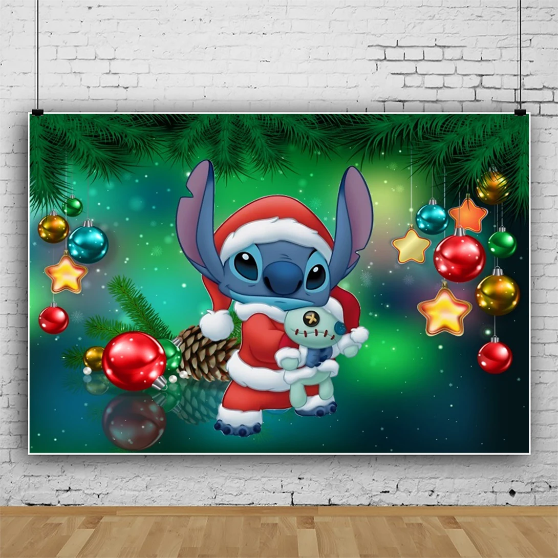 Merry Christmas Stitch Photo Backdrop Background For Photography Baby Shower Birthday Decoration Party Props Photographic Studio