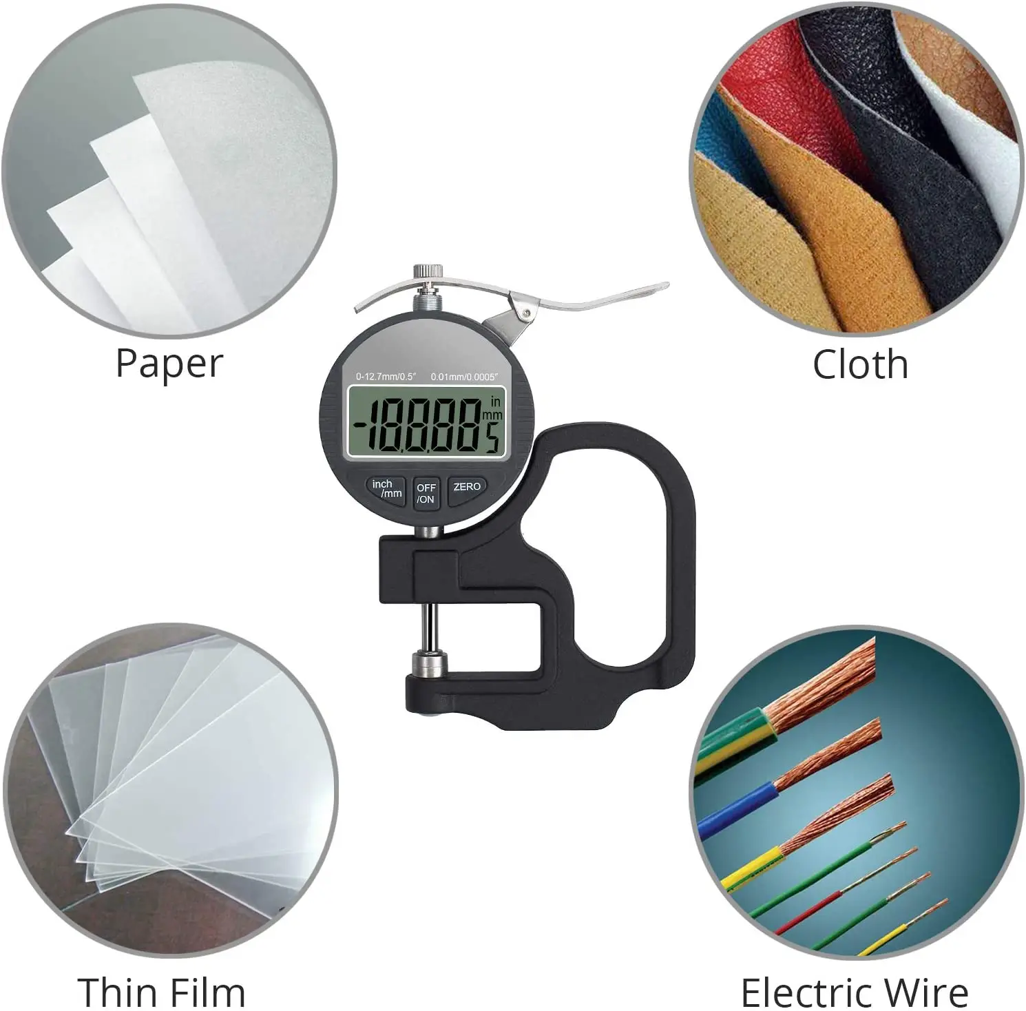 Micron Digital Thickness Gauge with handle 0.001 Micrometer thickness meter 0 - 10 mm / 0.4 inch