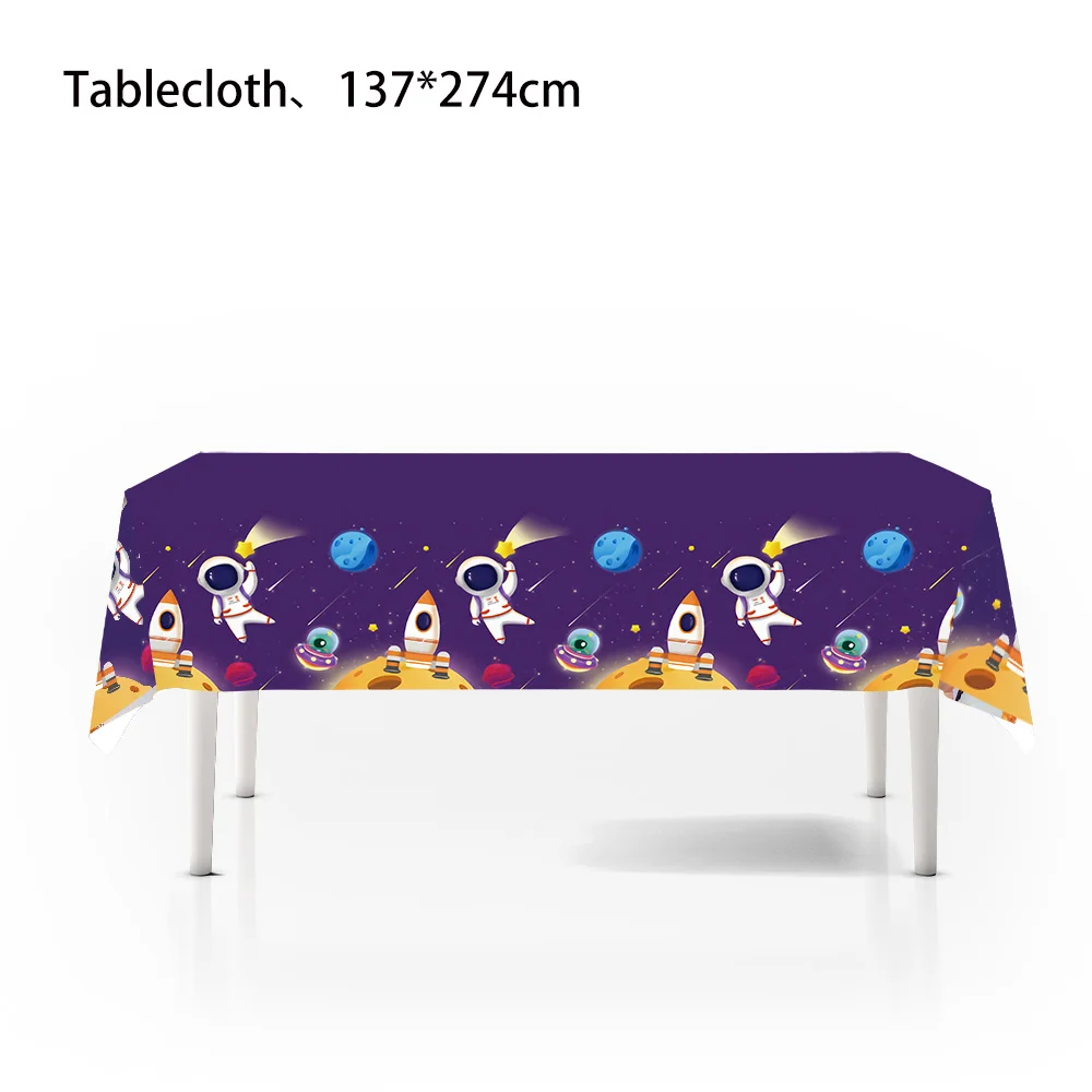 Weltraum-Tischdecke, Weltraum-Thema, Geburtstagsparty-Zubehör, Geburtstagstischdecke für Sonnensystem, Galaxie, Planeten, Astronautenparty – Detail 2