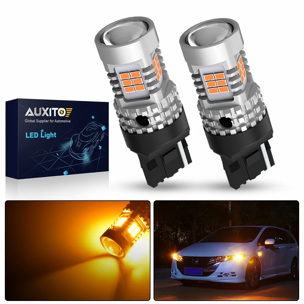 

2Pcs AUXITO 7440 W21W WY21W T20 Amber LED Turn Signal Light Canbus 7440NA T20 LED Bulb Indicator Lamp Error Free No Hyper Flash