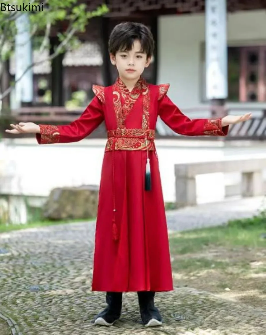 Traje Hanfu Moderno de Manga Larga para Niño, Vestido de Cosplay para Bebé, Atuendo Antiguo para Niños, Ropa Casual, Disfraz Chino Infantil