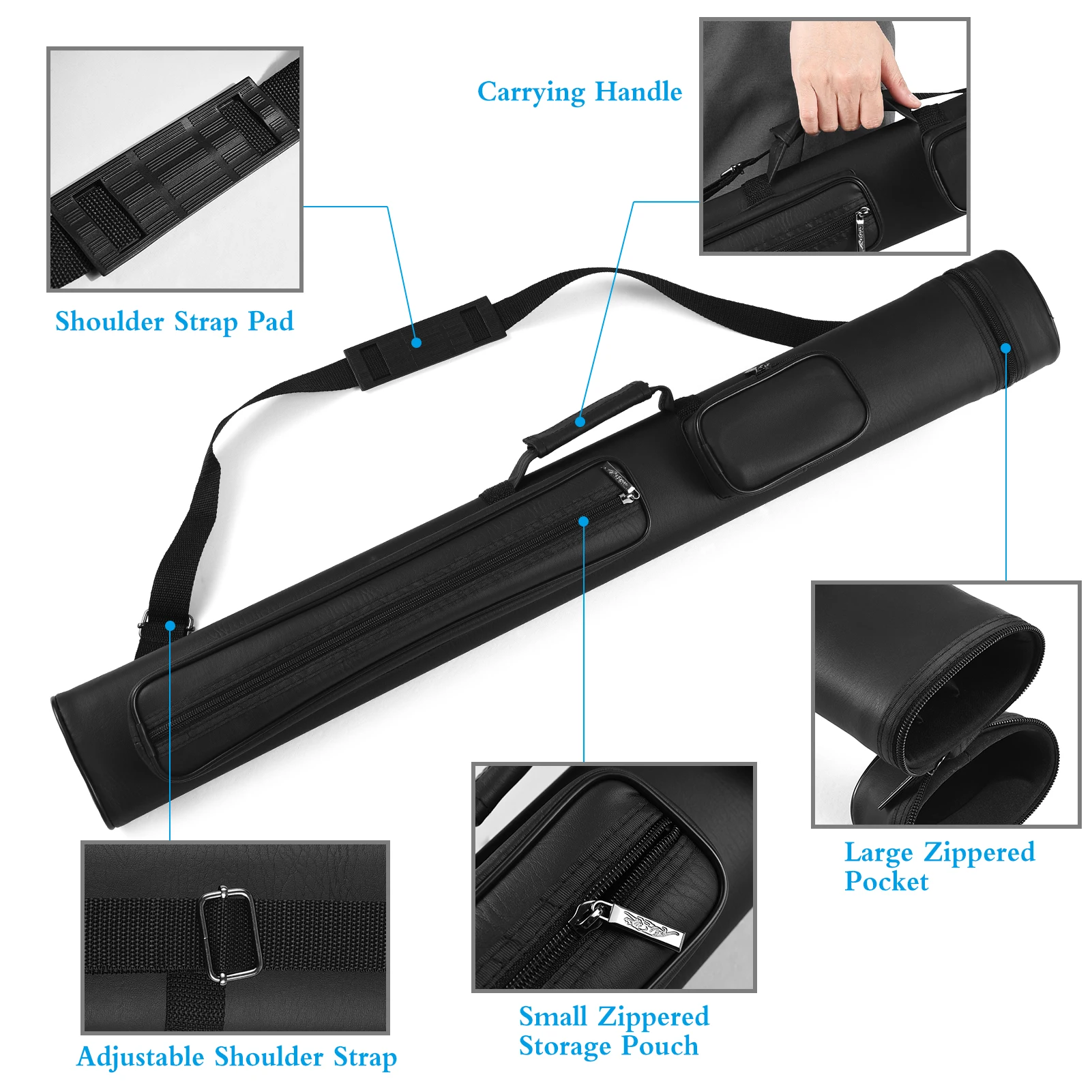 

2X2 Hard Cue Case Billiard Pool Cue Stick Carrying Case Tube Billiard Stick Carry Case