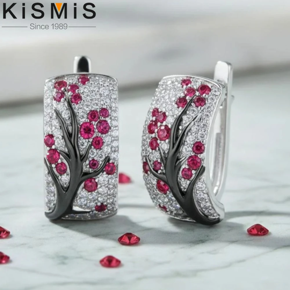 Blossom Twig Earrings Cubic Zirconia Stud Earrings Fashion Jewelry Accessories Perfect Gift for Women 1 Pair