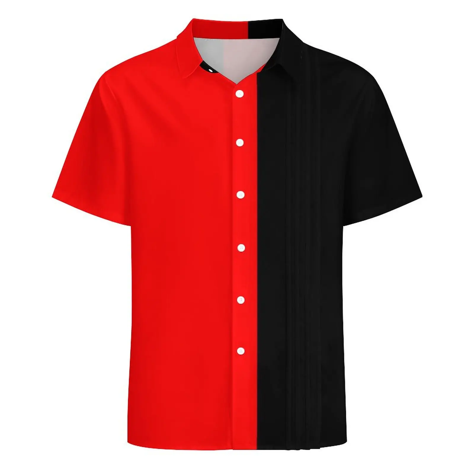 Two Tone Circus Beach Shirt Red and Black Hawaiian Casual Shirts Men Novelty Blouses Short-Sleeve Stylish Graphic Top