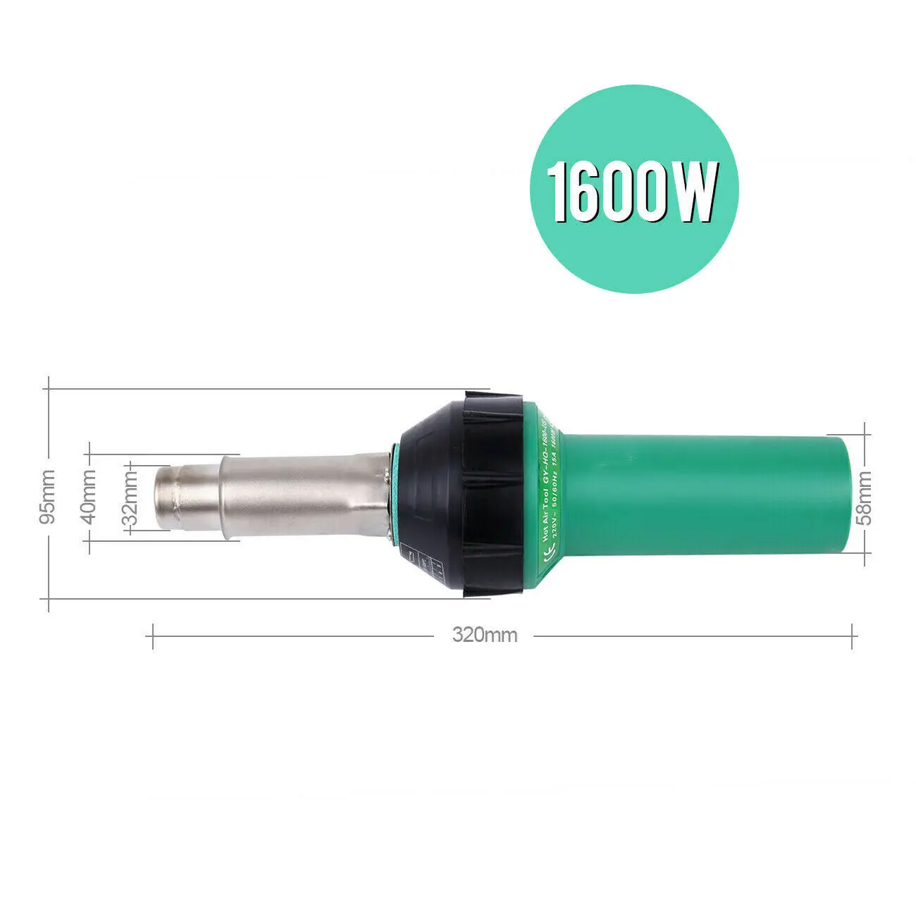 AC 220V 1500W 1600W Hot Air Torch Plastic Welder Welding Heat Gun Pistol Kit With Welder + Nozzle + PVC Plastic Rod Kit