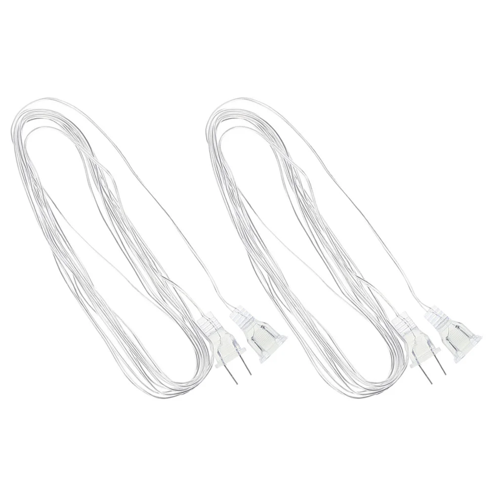 2 Pcs LED Extension Cord Curtain Lights Strip Lamp Cable Party Supply Colored Lantern Wire Pvc Plug for