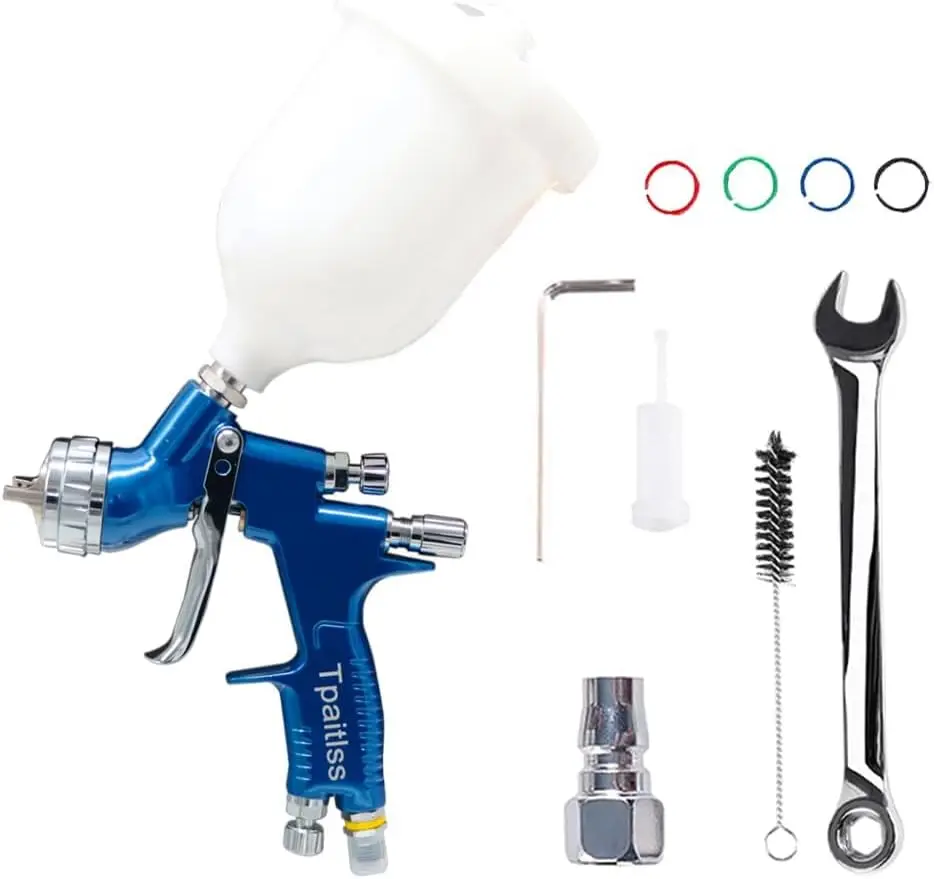 hvlp-spray-gun-automotive-air-spray-gun-with-13mm-tip-600ml-plastic-cup-for-auto-paintcar-paintblue